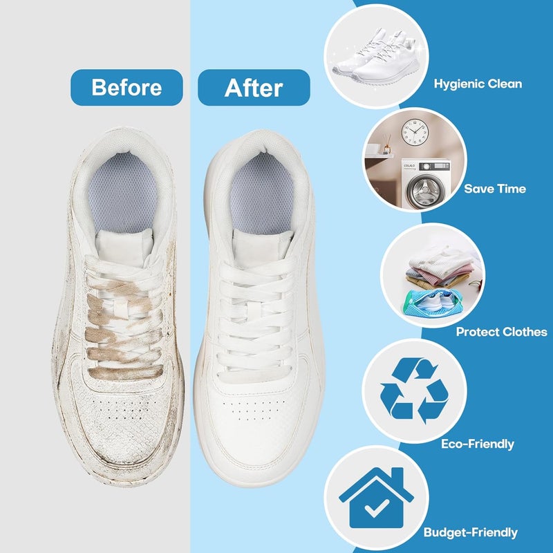NMQHPA Shoe Washing Machine Bag: Laundry Shoe Bag for Washer and Dryer - 2pc Reusable Shoe Cleaning Bag for Sneaker Tennis Shoes Unstain Cleaner Kit (Blue 2pcs) - Image 2